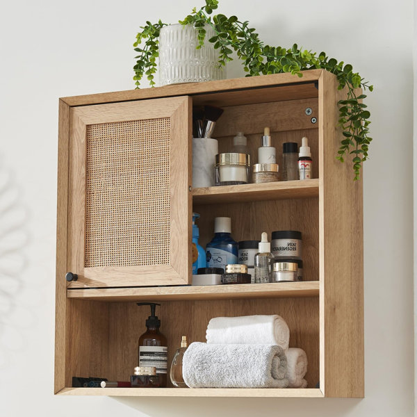 Bayou Breeze Natural Rattan Bathroom Wall Cabinet,Boho Medicine Cabinet ...